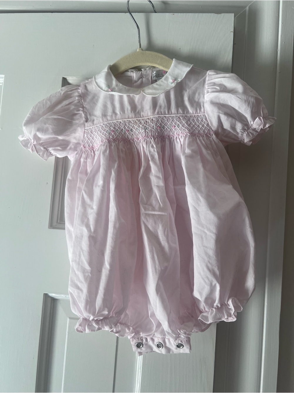 Petit Ami Light Pink Smocked Bubble One-Piece